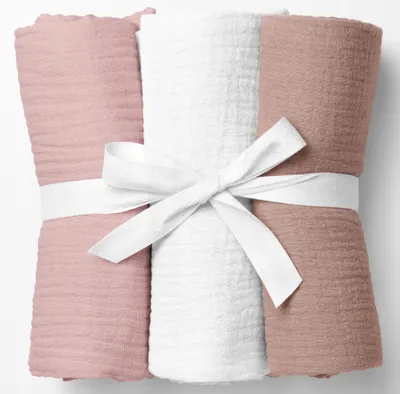 Produktbild von Musselin Mullwindeln 3er Pack 60x75 cm – Dicke Mulltücher gekreppt, Baby Spucktücher & Einschlagtücher