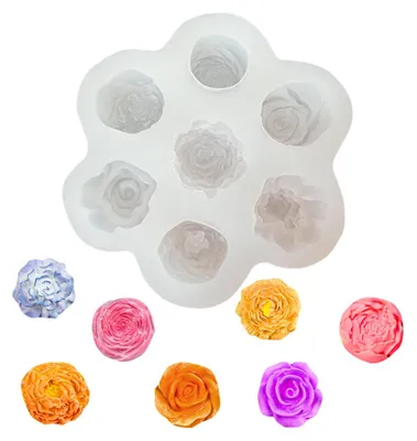 Produktbild von Blumen-Silikonform für Kuchen, Schokolade, Seife, 3D-Rose, handgefertigt, Kerze, Gipsform, lebensmittelecht, wiederverwendbar, Backwerkzeuge