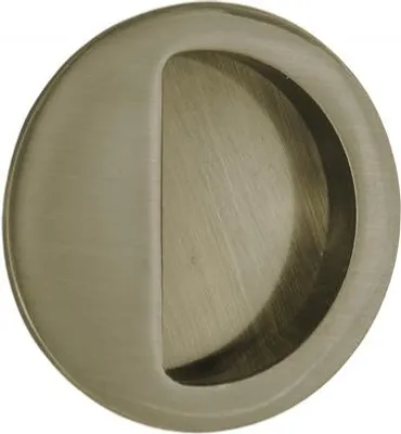 Produktbild von B-HARKO R004AB runder flächenbündiger Schiebetürgriff, 50 mm Durchmesser, Patina