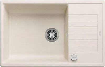 Produktbild von Großes, weißes Granit-Waschbecken mit Abfluss - schnelle Reinigung - 60 cm Breite