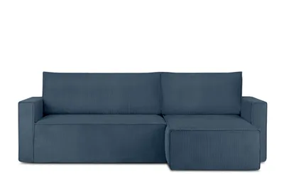 Obrázek produktu pro Konsimo levá/pravá rohová pohovka s funkcí spaní s područkami "NAPI", tmavě modrá, manšestrová látka, Loft, 246x89x148 cm
