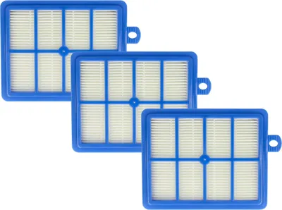 Produktbild von vhbw 3x Staubsaugerfilter kompatibel mit AEG Air Max AAM 6135, 6127, 6128, 6129, 6130, 6131, 6132, 6133, 6134 Staubsauger - Abluftfilter Blau Weiß