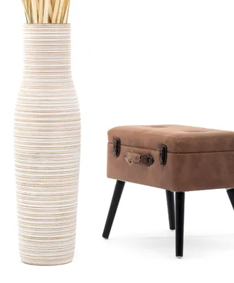 Produktbild von Leewadee Hohe Bodenvase 85 cm aus Mangoholz in weiß
