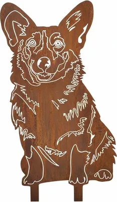 Zdjęcie produktu dla Edelrost Welsh Corgi - Dekoracyjna figurka psa Welsh Corgi, idealna do ogrodu - stabilna metalowa figurka ze stali - odporna na warunki atmosferyczne, idealna do uprawy roślin, tarasu - wymiary: 37x24 cm