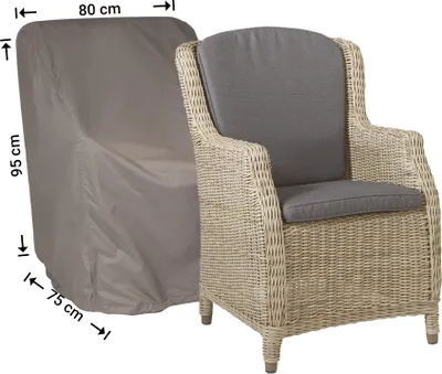 Produktbild von Raffles Covers Abdeckhaube für Gartensessel 80 x 75 H: 95/65 cm | Atmungsaktiv | Wasserdicht | UV-beständig | Doppelnähte | Elastischer Kordelzug