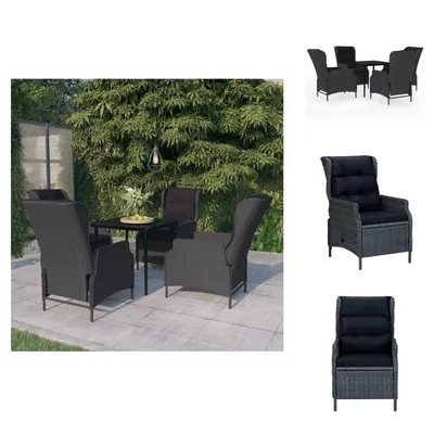 Imagen del producto de vidaXL Juego de mesa y sillas de jardín, 5 piezas, gris oscuro - Conjuntos de muebles de jardín