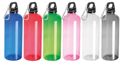 Produktbild von 6x Sporttrinkflasche mit Karabinerhaken / 600ml / 6 Farben