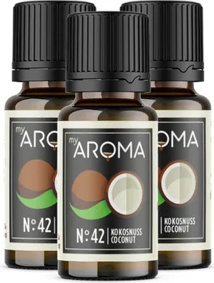 Produktbild von myAROMA Flavour Drops – Kokosnuss 3x10ml, Zuckerfrei, Kalorienfrei & Vegan, Natürliches Aroma ohne Künstliche Farbstoffe