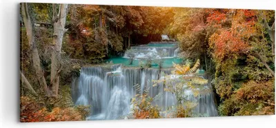 Produktbild von Bild auf Leinwand - Leinwandbild - Park Wasserfall Wasser - 120x50cm - Wand Bild - Wanddeko - Leinwanddruck - Bilder - Kunstdruck - Wanddekoration - Leinwand bilder - Wandkunst - AB120x50-3995