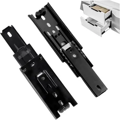 Immagine prodotto di Set di guide per cassetti, 2 pezzi, 100 mm, cassetto scorrevole, 3 sezioni telescopiche, portata 45 kg, adatto a tutti i tipi di cassetti