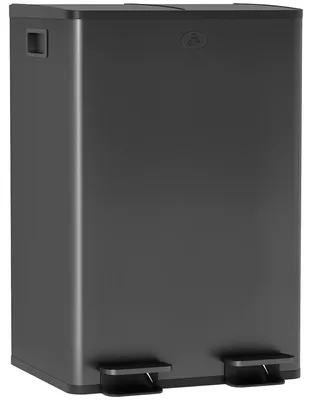 Produktbild von HOMCOM Mülleimer 2 x 28L Mülltrennsystem Edelstahl mit Softclose Deckel Schwarz