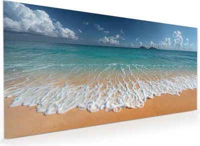 Produktbild von Küchenrückwand Spritzschutz Glas mit Motiv Wellen am Sandstrand 40 x 40 cm