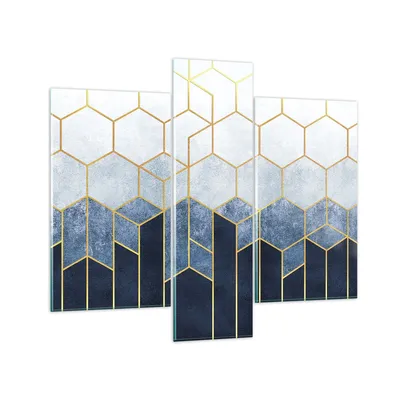 Produktbild von Bilder auf glas - 3 Teile - Abstraktion Figuren Geometrisch - 95x80cm - Glasbilder - Wandbilder - Bilder - Wanddekoration aus Glas - Glas Bilder - Wandbild auf Glas - GCB95x80-5135