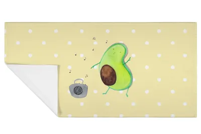 Produktbild von Mr. & Mrs. Panda Handtuch Avocado Tanzen - Gelb Pastell - Geschenk, Frotteehandtuch, Party, Flauschtuch, Fröhlich, Musik, gesichtshandtuch, Baumwollhandtuch, Singen