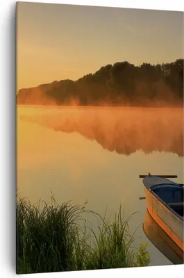 Produktbild von Bild auf Leinwand - Leinwandbild - Einteilig - Morgen Nebel See Landschaft - 70x100cm - Wand Bild - Wanddeko - Wandbilder - Leinwanddruck - Wanddekoration - Leinwand bilder - Wandbild - PA70x100-2538