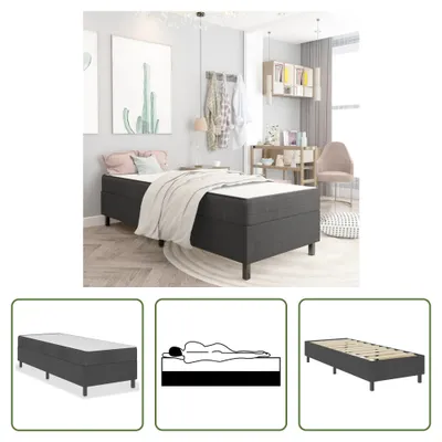 Image de The Living Store Sommier tapissier tissu gris foncé 100x200 cm