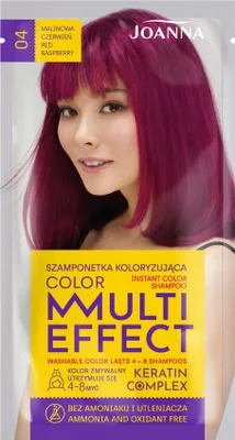 Produktbild von Joanna Multi Effect Color Keratin Complex Shampoo - 04 Himbeerrot 35 g
