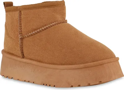 Produktbild von VAN HILL Damen Warm Gefütterte Winter Boots Bequeme Profil-Sohle Schuhe 840824, Farbe: Hellbraun, Größe: 39