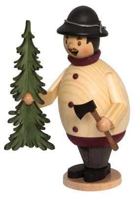 Produktbild von Drechslerei Kuhnert - Räuchermännchen MAx als Weihnachtsbaumverkäufer - Größe ca. 16cm, für Räucherkerzen Größe M (Standard) - 33151