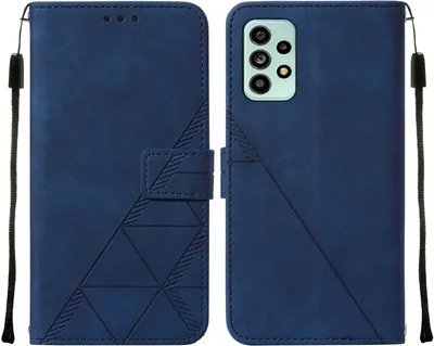 Produktbild von Galaxy A53 5G Hülle, Schlank Prägung Flip Leder Kartenfächer Schutzhülle mit Ständer für Samsung Galaxy A53 5G Blau