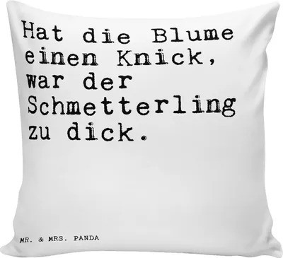 Produktbild von Mr. & Mrs. Panda kissen für sofa Hat die Blume einen... - Weiß - Geschenk, Sofakissen, Spruch Sprüche Weisheiten Zitate Lustig Weisheit Worte, kuschelkissen 40x40, Deko