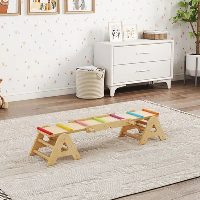 Produktbild von Schaukelwippe, Balancierwippe 2-in-1 Kinder Holz, Schwebebalken, Pappelholz Kiefernholz, Mehrfarbig | ab 2 Jahre | 5,2 kg | 133 x 38 x 24 cm