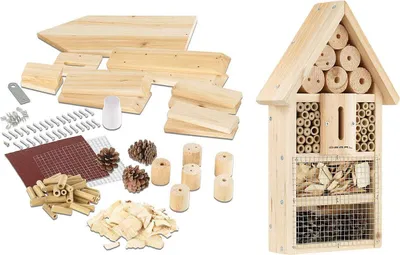 Produktbild von Bausatz Kinder Insektenhaus Bienen Insekten Hotel Nisthilfe Nistkasten Schutz für Bienen Marienkäfer Schmetterlinge Nützlinge