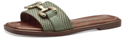 Productafbeelding van Tamaris dames slippers, textiel, blokhak, zomercollectie; kleur: groen (SAGE); maat: 36 EU