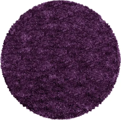 Produktbild von Teppich Wohnzimmer Hochflor Lila 80x80 Rund Unicolor - Einfarbig aus Polyester
