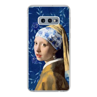 Produktbild von MuchoWow® Handyhülle Schutzhülle Hülle für Samsung Galaxy S10e Mädchen mit Perlenohrring - Delfter Porzellan - Vermeer - Blumen - Gemälde - Alte Meister Silikon Softcase Handy Hülle - Handy