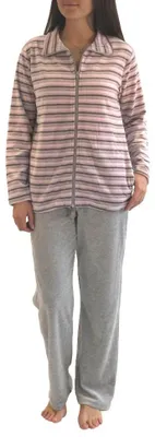 Obrázok produktu pre Dlhý dámsky domáci oblek Nicky, sako na zips 281 216 98 001;svetlo šedá,48