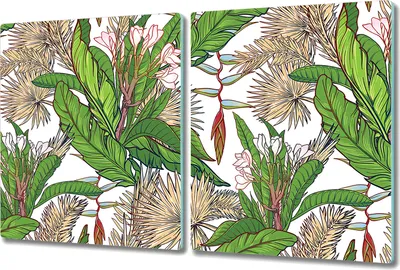 Produktbild von Herd-Abdeckplatte Glas Schneidebrett Ceranfeld-Abdeckung - 2x 40x52 cm - Dschungel Blätter