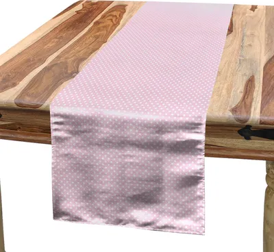 Immagine prodotto di ABAKUHAUS Runner da tavola con motivo a pois, piccoli pois retrò in stile vintage, camera dei bambini, camera dei bambini, motivo, 40 x 300 cm, bianco rosa