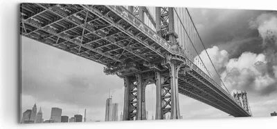 Produktbild von Bild auf Leinwand - Leinwandbild - Einteilig - Manhattan Brücke Schwarzweiß - 100x40cm - Wand Bild - Wanddeko - Wandbilder - Leinwanddruck - Bilder - Wanddekoration - Leinwand bilder - AB100x40-4156