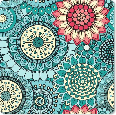 Produktbild von MuchoWow® Mauspad Mousepad Mädchen - Blumen - Muster - Mädchen - Kinder - Kinder 30x30 cm - Mousepads - Maus Mat - Pad - Mausunterlage - Gaming