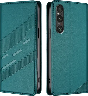 Produktbild von Hülle für Sony Xperia 1 V, Kunstleder Brieftaschen Handyhülle mit Kartenfach und Standfunktion Grün