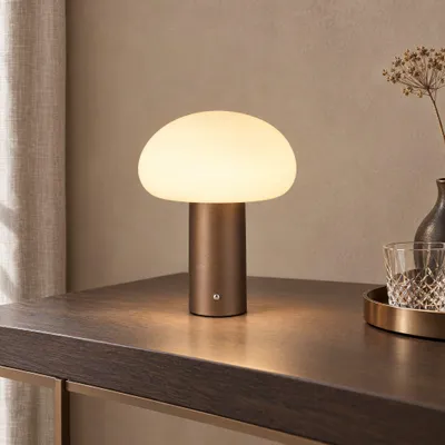 Produktbild von lusenz LED Tischleuchte 4W IP20 Kaffeefarben Pilzlampe wiederaufladbar