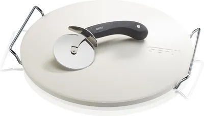 Produktbild von Pizzastein mit Gestell + Pizzaschneider DARIOSO, rund