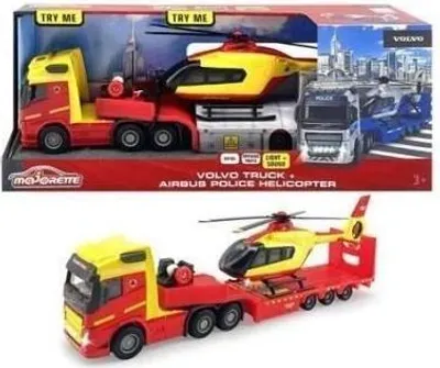Image de Camion de Police avec Hélicoptère Majorette GS, 35 cm, Blanc, Jouet Mixte, Dès 3 ans