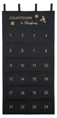 Produktbild von Adventskalender zum Befüllen Stoff 24 Taschen Schwarz 102x51cm oder 118x58cm