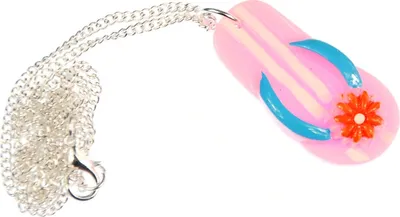 Produktbild von Badelatschen Kette Halskette Miniblings 45cm Sandale Zehensandale pink Blume