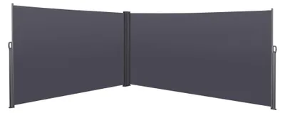 Produktbild von 180x600 cm Seitenmarkise ausziehbar doppelt Sichtschutz Windschutz aus Aluminium & Stahl Grau