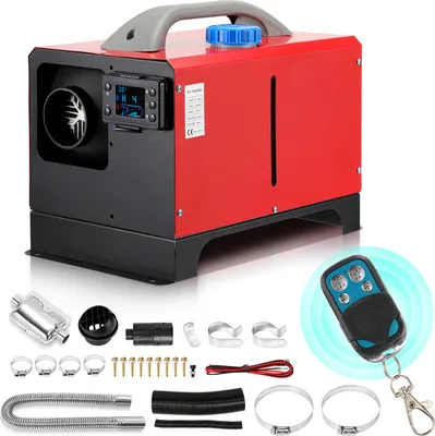 Image de 8KW Chauffage autonome diesel 12V Chauffage à air diesel pour voiture Chauffage diesel avec écran LCD pour voiture Bateaux Camions Camping-cars Bus, Rouge