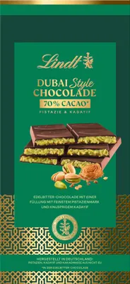 Lindt Dubai Style Chocolate Tafel Dunkel Edelbitter-Schokolade 145g