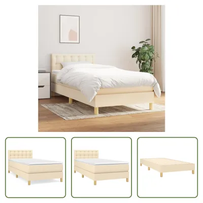 Produktbild von The Living Store Boxspringbett mit Matratze Creme 90x190 cm Stoff