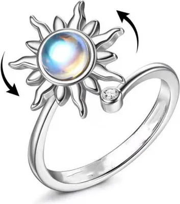 Produktbild von INF Verstellbarer Anti-Stress-Ring mit drehbarer Blume Silber
