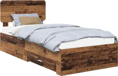 Produktbild von vidaXL Bettrahmen mit Schubladen Altholz 100 x 200 cm Holzwerkstoff