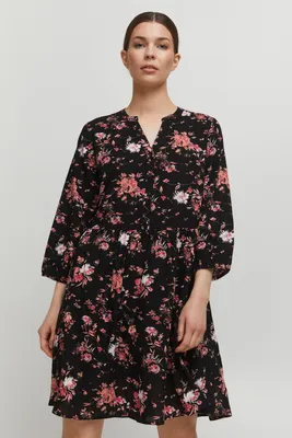 Image de b.young BYMMJOELLA VNECK DRESS 2 - Robe décontractée pour femmes Robe à manches 3/4, à motifs, coupe régulière