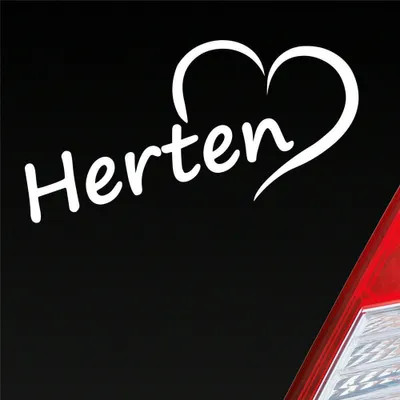 Produktbild von Auto Aufkleber Herten Herz Stadt City Liebe Love Heimat 17x8 cm Weiss Glanz Sticker Heckscheibenaufkleber