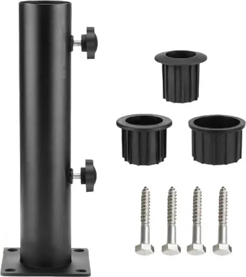 Produktbild von 1x Schirmständer aus Stahl, verstellbar für 57 mm Schirmstangen – leichter Balkon-Schirmhalter mit Stahlschrauben für Terrasse & Hafen